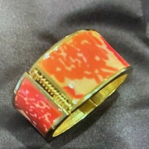 Breast Cancer Awareness Gold/Pink Hinged Bracelet Pink‎ Ribbon